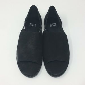 Eileen Fisher black suede flats